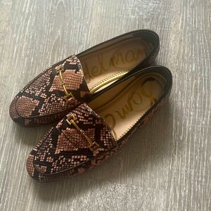 Sam Edelman brown snake print horsebit loafers